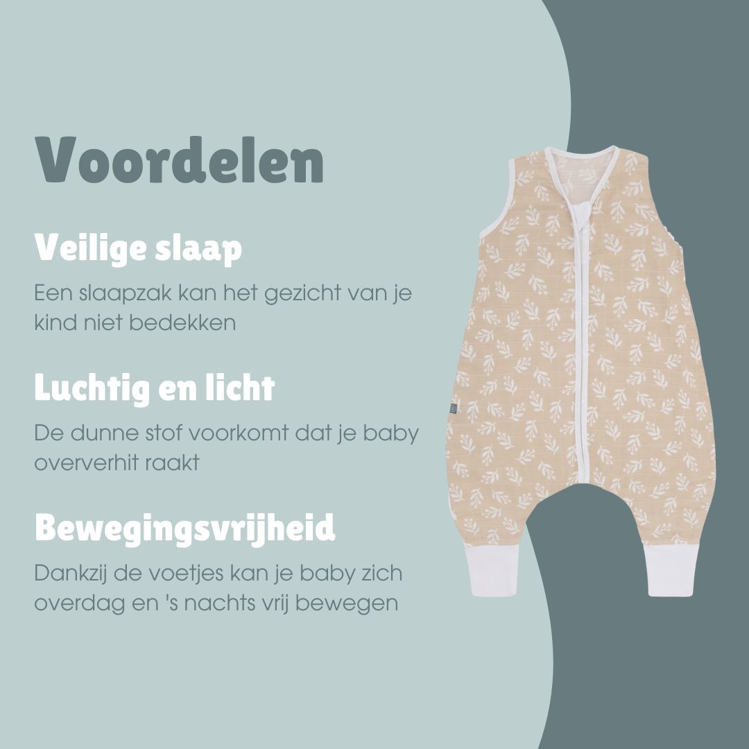 Mousseline slaapzak met voetjes 0.5 TOG | Floral Sand