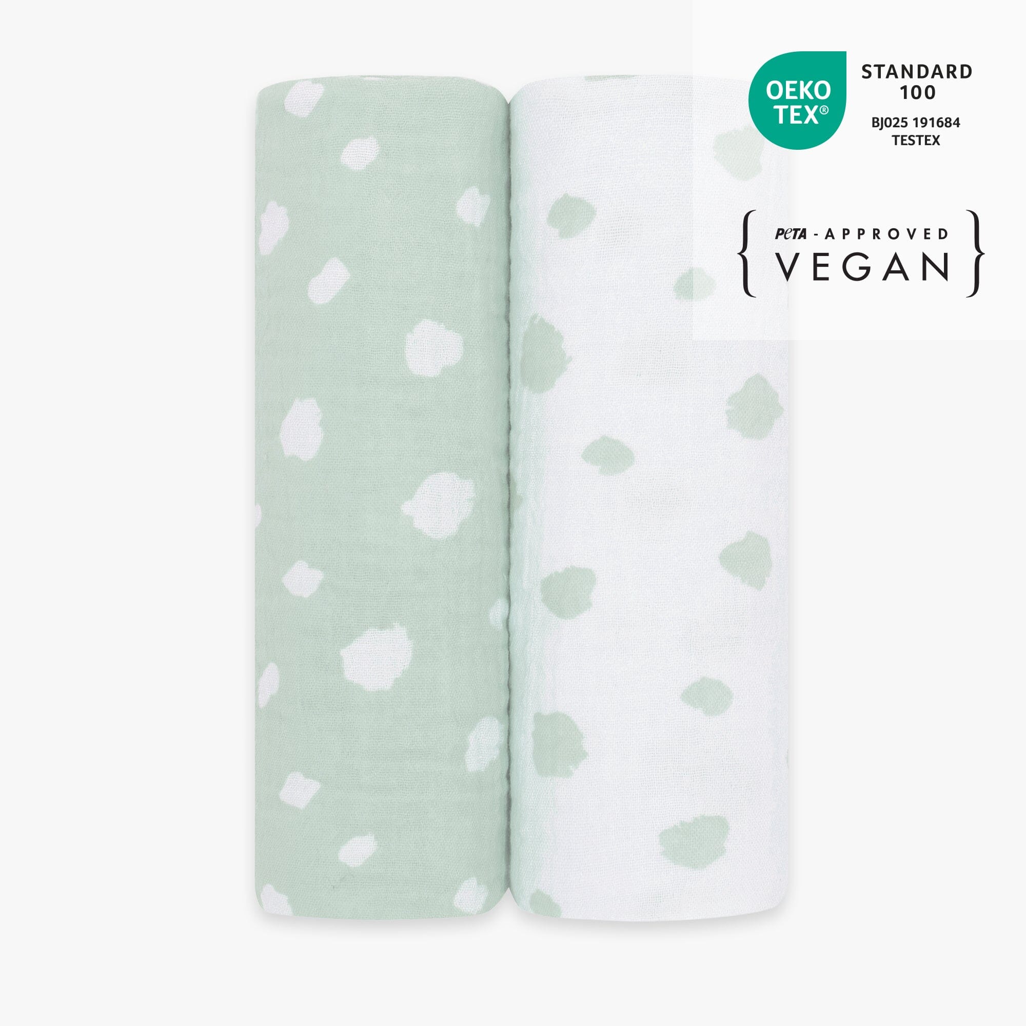 Hydrofiele doeken set 2 stuks | Stippen Mint