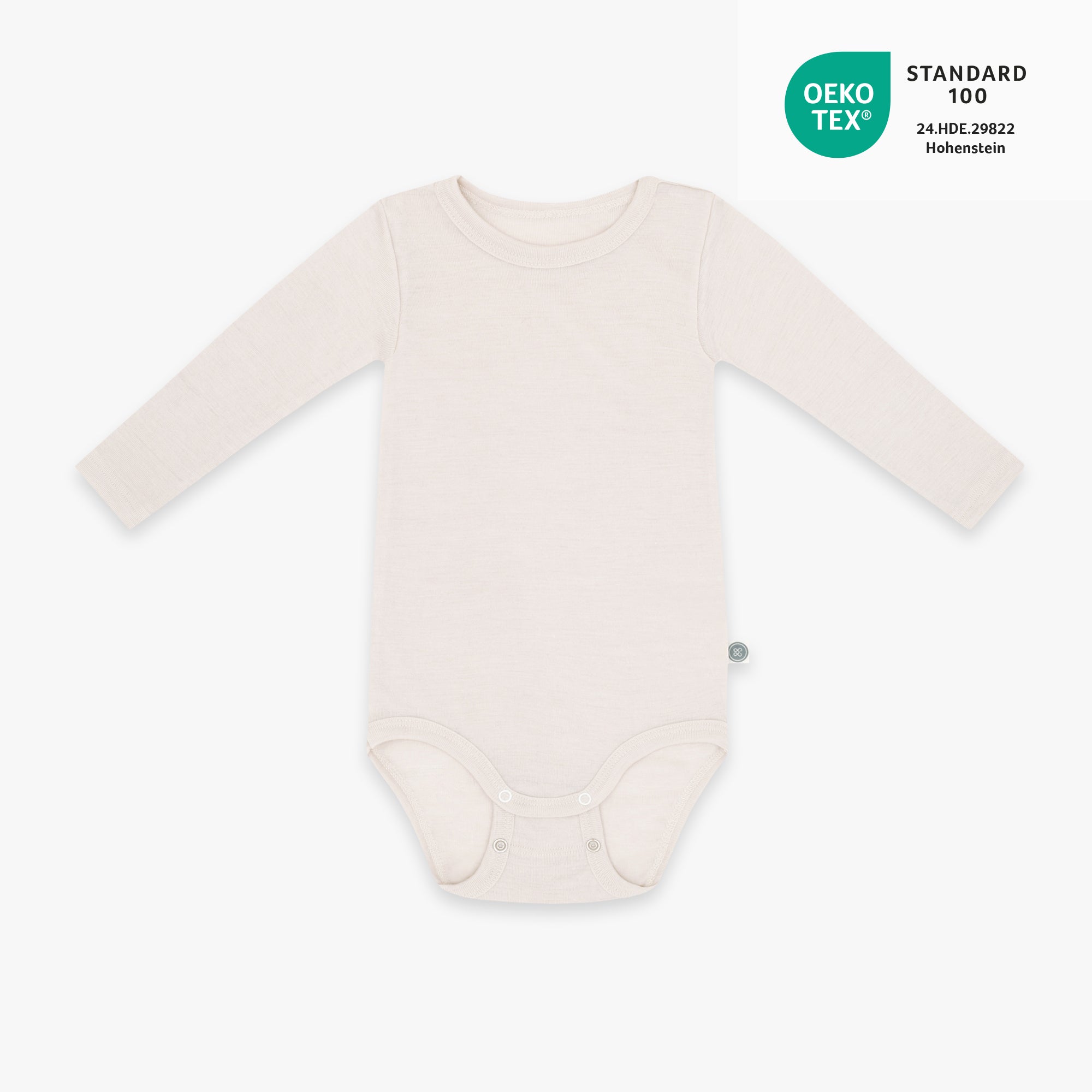 Wol/zijde romper met lange mouwen | Essential Beige