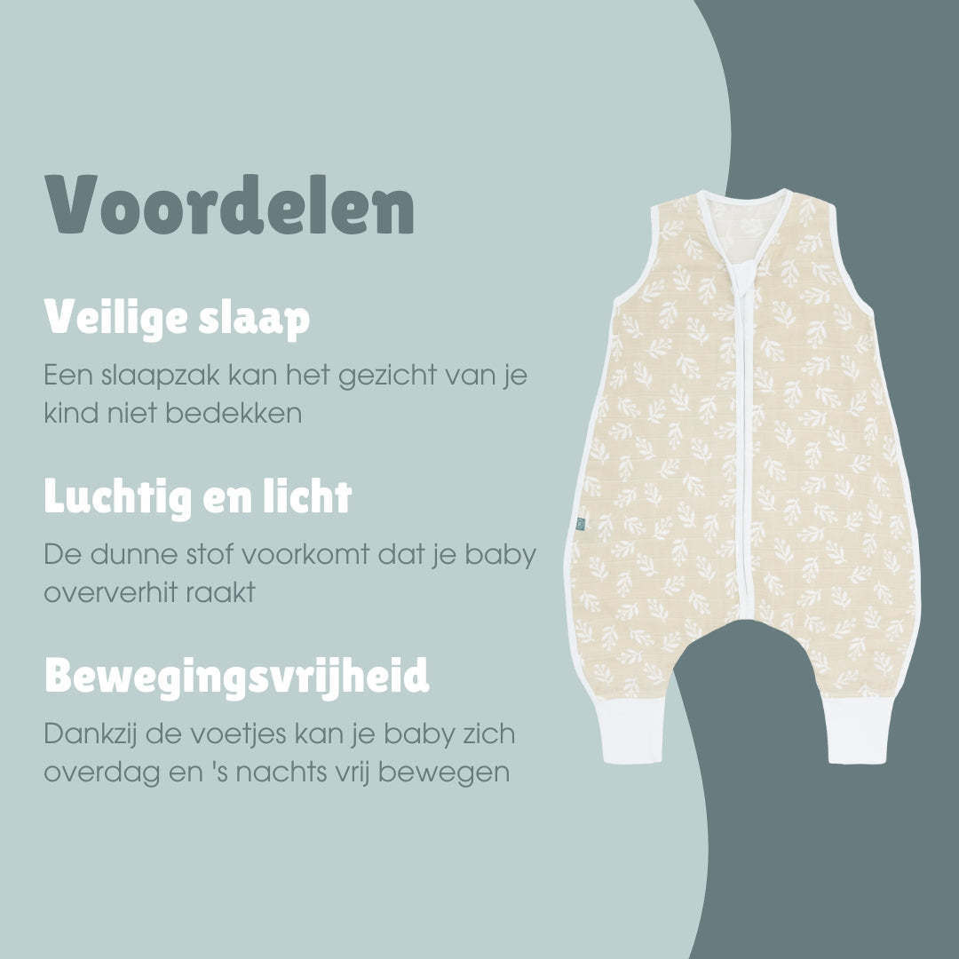 Mousseline slaapzak met voetjes 0.5 TOG | Floral Sand