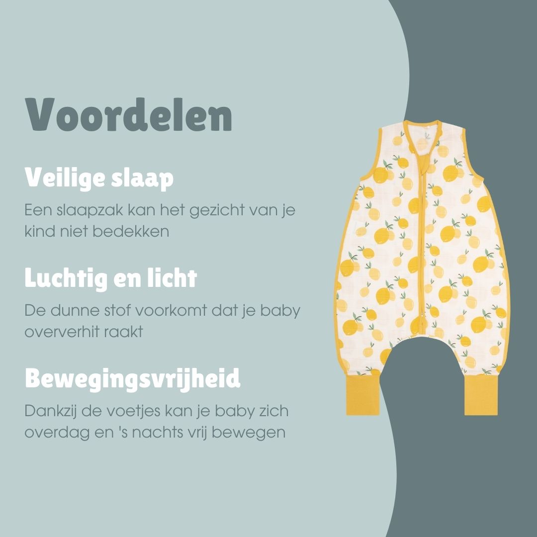 Mousseline slaapzak met voetjes 0.5 TOG | Citroen