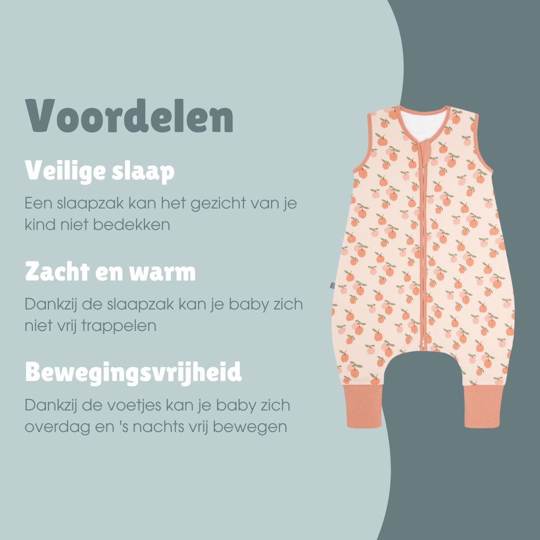 Slaapzak met voetjes 1.0 TOG | Abrikoos