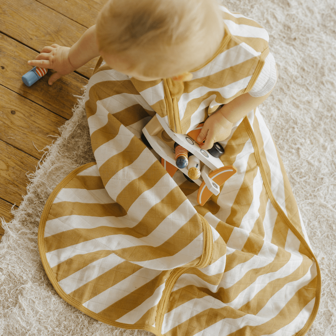 Mousseline slaapzak 0.5 TOG | Strepen Geel