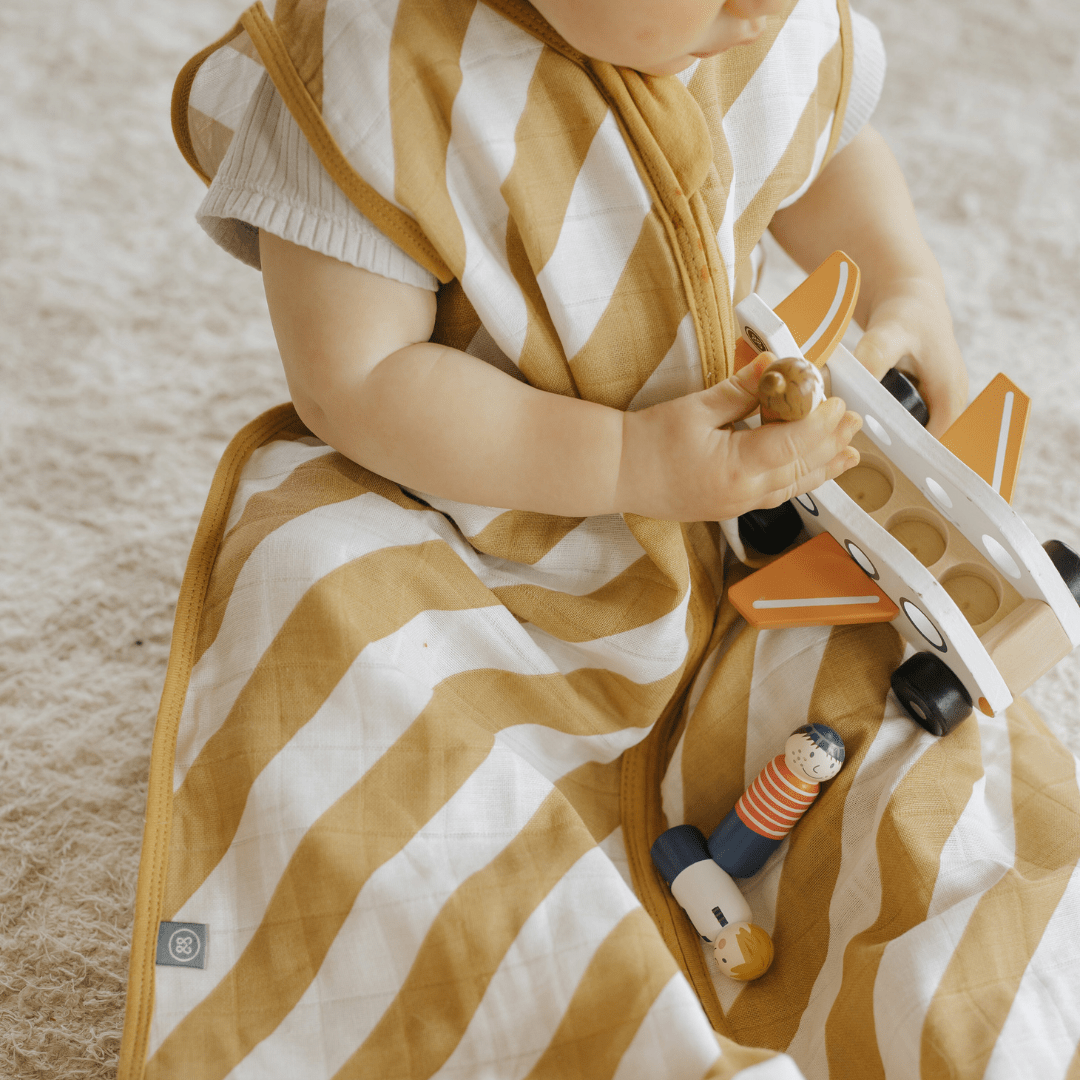 Mousseline slaapzak 0.5 TOG | Strepen Geel