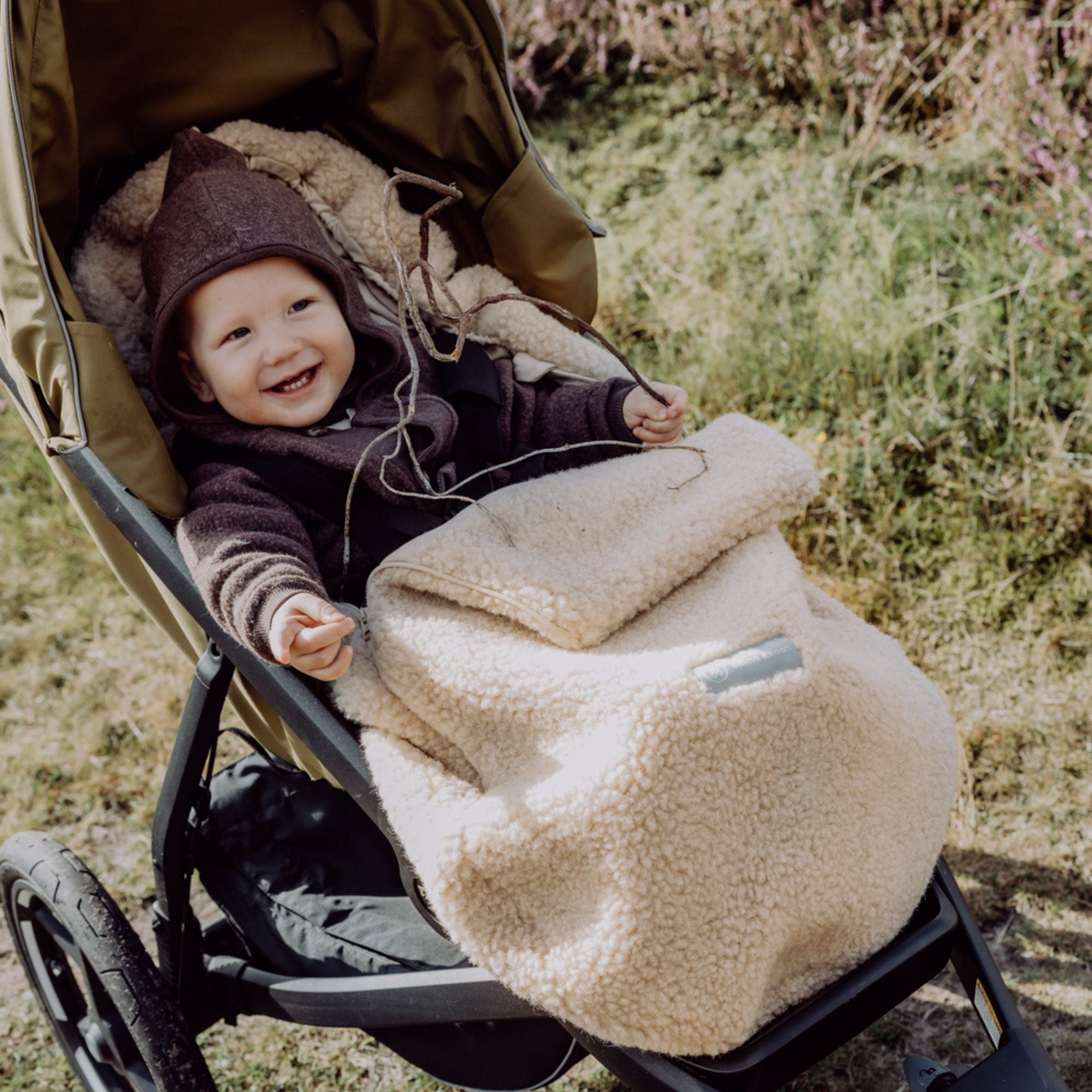 Merinowollen teddy voetenzak | Essential Beige